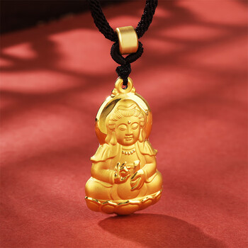 足金黄金吊坠男士3d精工硬金纯金编织项绳多款金牌【足金正装观音】