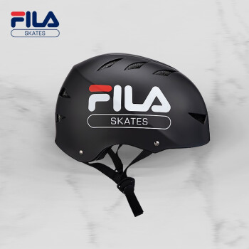 斐乐FILA头盔平衡车轮滑护具自行车滑板车专业滑板头盔可微调节尺码安全帽成人儿童通用安全头盔 黑色 S码