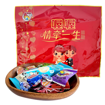 喔喔(wowo)喔喔情牵一生喜糖果袋装458g婚庆结婚喜糖水果糖奶糖棒棒糖