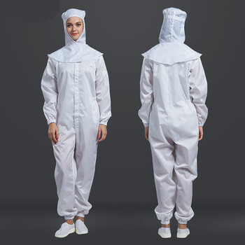 防尘服连体男无尘服不连帽衣服洁净服女电子厂工作服白色披肩帽常规款