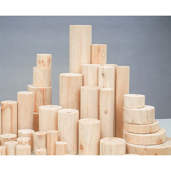 木棍圆木片松木桩加粗圆柱diy手工建筑模型材料积木圆木棒 直径3cm