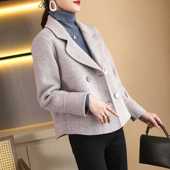 vuzrmm轻奢女装秋冬季新款高端短款双面羊绒大衣女小个子2021年减龄