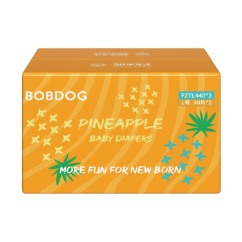 巴布豆（BOBDOG）新菠萝纸尿裤  婴儿尿不湿柔软超薄大吸量 菠萝裤 箱装L号80片
