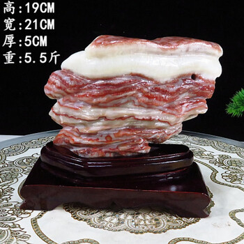 猪肉石摆件 精品奇石 天然奇石猪肉石腊肉五花肉原石摆件观赏石摆件收