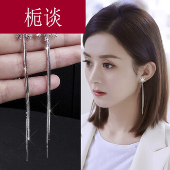 vancrudeannora韩国气质网红感长款耳线女银耳坠2022年潮雪花流苏耳环