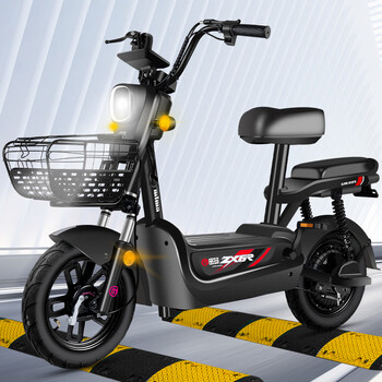 byuebike 新国标脚踏板助力车14寸真空胎双人电动自行车两轮代步锂电