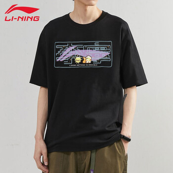 李宁短袖男夏季t恤棉质吸汗反伍系列休闲百搭活力印花男款短袖标准