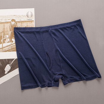 zfak男士双面真丝平角内裤针织真丝内裤男男士真丝内裤中腰 深蓝 xxl