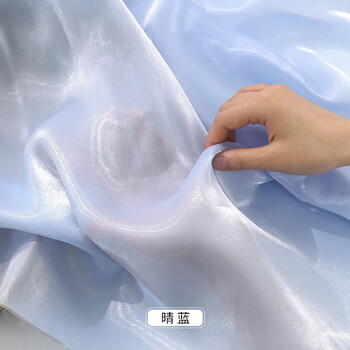 3号馆 珠光网纱布料双色纯色闪光加密纱冰丝缎半透明硬纱连衣裙衬衫