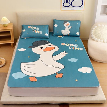 家用双人物理降温空调软席夏季学生宿舍可折叠冰丝印花凉席寝室卡通床