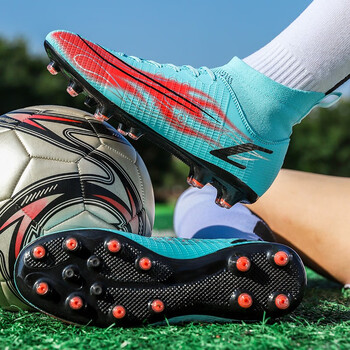 wejiess足球鞋男碎钉高帮训练鞋比赛青少年儿童学生网布透气胶底碎粒