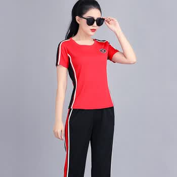 gotp夏季曳步舞广场舞服装运动服套装团体服国服新款短袖女两件套