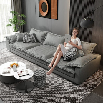 现代沙发客厅小户型网红款科技布沙发双人位18m升级款4mm加厚整块乳胶