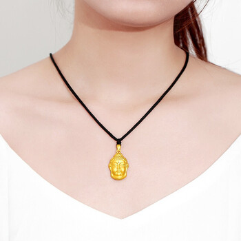 乐凤祥999足金佛头吊坠女金佛黄金锁骨链男士如来佛金挂坠硬金佛坠子