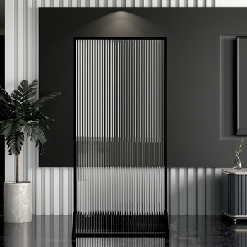 妙术轻奢玻璃金属屏风隔断简约北欧镂空玄关不锈钢铁艺洗漱台遮挡隔断