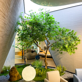 仿真红枫树枫叶树假树造型树办公室酒店商场景观装饰树大型树拍摄道具