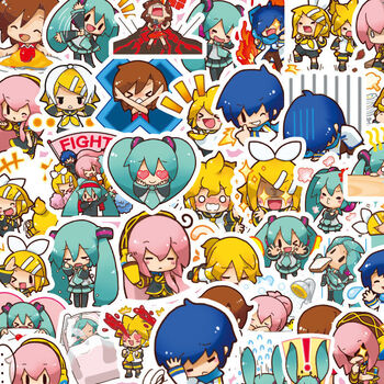 80张miku初音未来二次元动漫贴纸小图案防水手机电脑diy装饰贴画80张