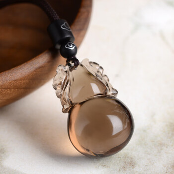 茶水晶葫芦吊坠男士项链平安挂件茶晶护身符女吉祥物饰品礼物 葫芦