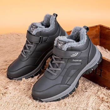 足力健老人鞋女鞋秋冬季加绒保暖健步鞋软底防滑运动鞋户外休闲鞋