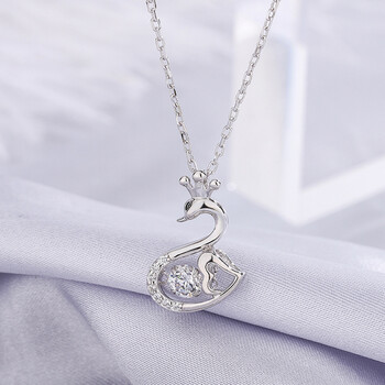 臻弗s999银项链小天鹅女吊坠时尚百搭皇冠锁骨链学生简约项饰电白999