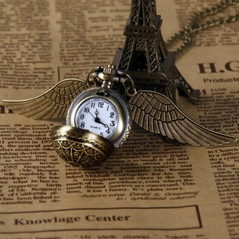 皙也哈利波特金色飞贼怀表复古翻盖男女孩学生护士儿童石英项链挂手表