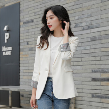 hmdime 高级感炸街小个子西装外套早春款休闲西服上衣女 mzjh106 白色