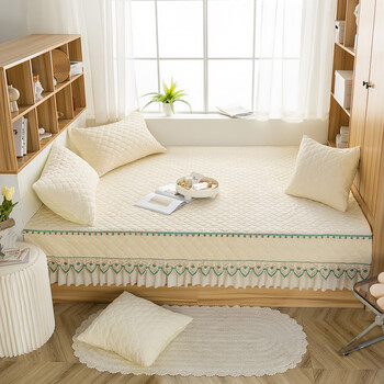 牛奶绒榻榻米床盖定做加厚夹棉大炕盖炕罩防滑炕单炕垫子定制 华丽-灰