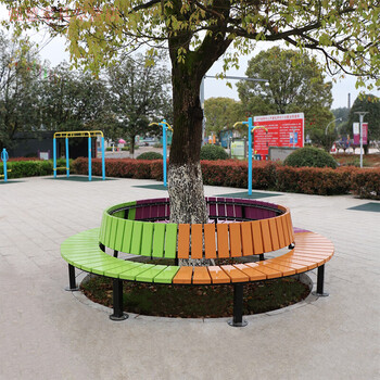 树围椅公园椅塑木阳台凳户外防腐实木小区围树椅庭院园林景观座椅 无
