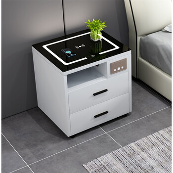 小米(mi)米家智能床头柜实木简约现代多功能同款带灯指纹锁无线充电