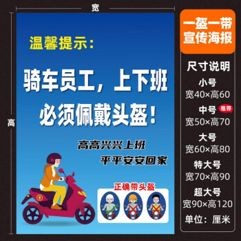 一盔一带交通安全守护行动宣传标语通告图片方案戴头盔安全带海报4