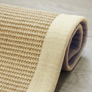 亚麻日式客厅榻榻米地毯子极简轻奢现代黄色包边小螺纹黄麻230x340cm