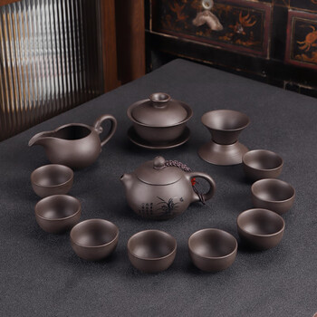 万仟堂紫砂茶具套装功夫泡茶壶茶杯盖碗创意家用客厅茶道店面办公室会