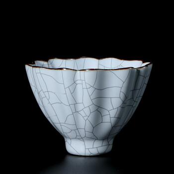 鼎器泉德堂汝窑陶瓷大号功夫茶具茶杯品茗杯主人杯开片可养金丝铁线