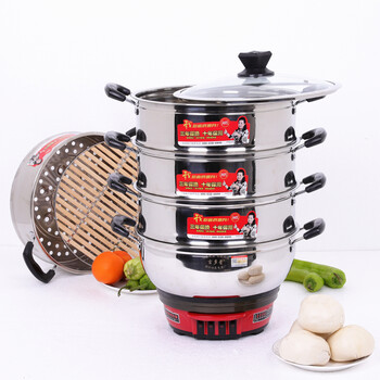 山东多星电蒸锅大容量吉多星双层三层电蒸锅家用蒸包子多功能电热炒菜