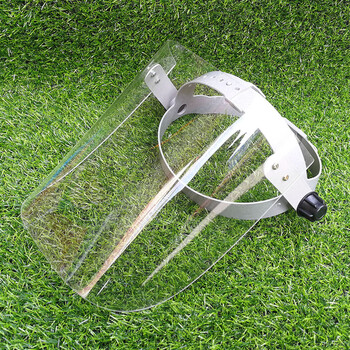 割草机防护面罩黄顶铁丝打草树钢丝网面具飞溅冲击安全除收麦帽 透明