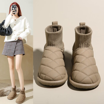 颂妮萱雪地靴女2023新款时尚厚底冬季加绒加厚外穿防滑保暖东北大棉鞋