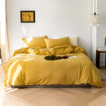 棉裸睡床单被套床笠床上用品三姜黄色20m床四件套被套22x24m床笠款