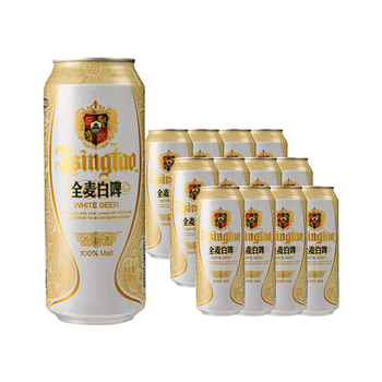 青岛啤酒（TsingTao）精酿全麦白啤 浓郁麦香古法酿造500ml*12听 年货送礼
