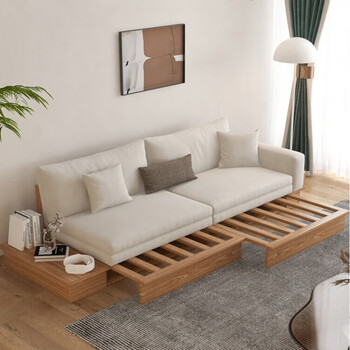 小米石原木风沙发原木风沙发床折叠两用日式伸缩北欧实木小户型现代