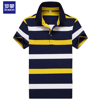 罗蒙polo衫男夏季薄款短袖男士条纹商务休闲翻领半袖男装上衣服 8813