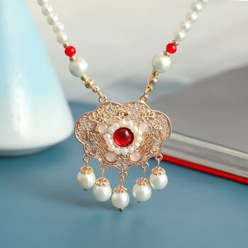 uosu旗袍配饰的项链汉服配饰古风项圈手工民族风宋风女日常如意锁复古