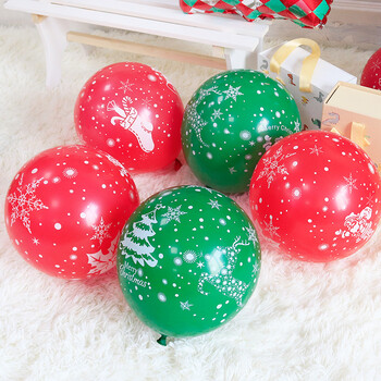 圣诞印花红气球3个 圣诞印花绿气球2个