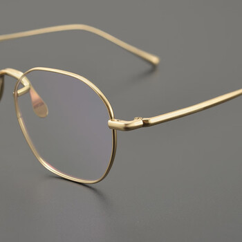 jardinha超轻7g日本金丝边眼镜框不规则多边形纯钛近视镜架一体鼻托