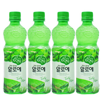 恒愎韩国装 熊津芦荟汁粒粒果肉500ml*20瓶 果汁饮料 500ml*4瓶