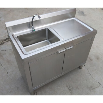 厨房304不锈钢水池水槽柜式落地一体式洗菜盆洗碗池带操作台橱柜 升级