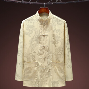 服饰内衣>男装>唐装/汉服>金庐陵>金庐陵中老年人唐装男士长袖上衣春