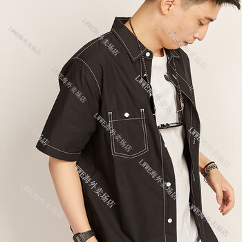 dickies男式纯色工装短袖衬衫dk010212黑色l