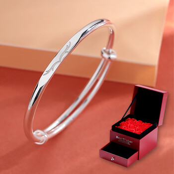 老凤凰 一鹿有你999手镯女小众设计感年轻款足银镯子圣诞礼物送女友