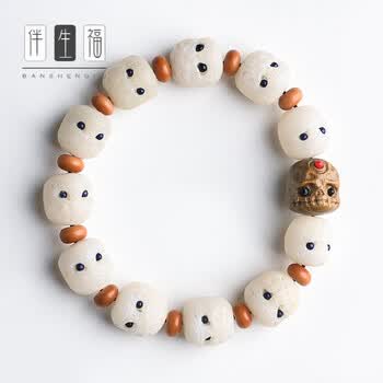 ミ伴生福ム 厂家供应直播货源菩提根阿呆手串呆呆团风化阴皮阿呆文玩