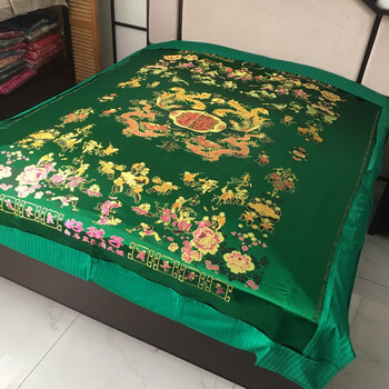 被面丝绸杭州丝绸被面婚庆大红绿被套杭州丝绸缎结婚被罩软缎喜被面被